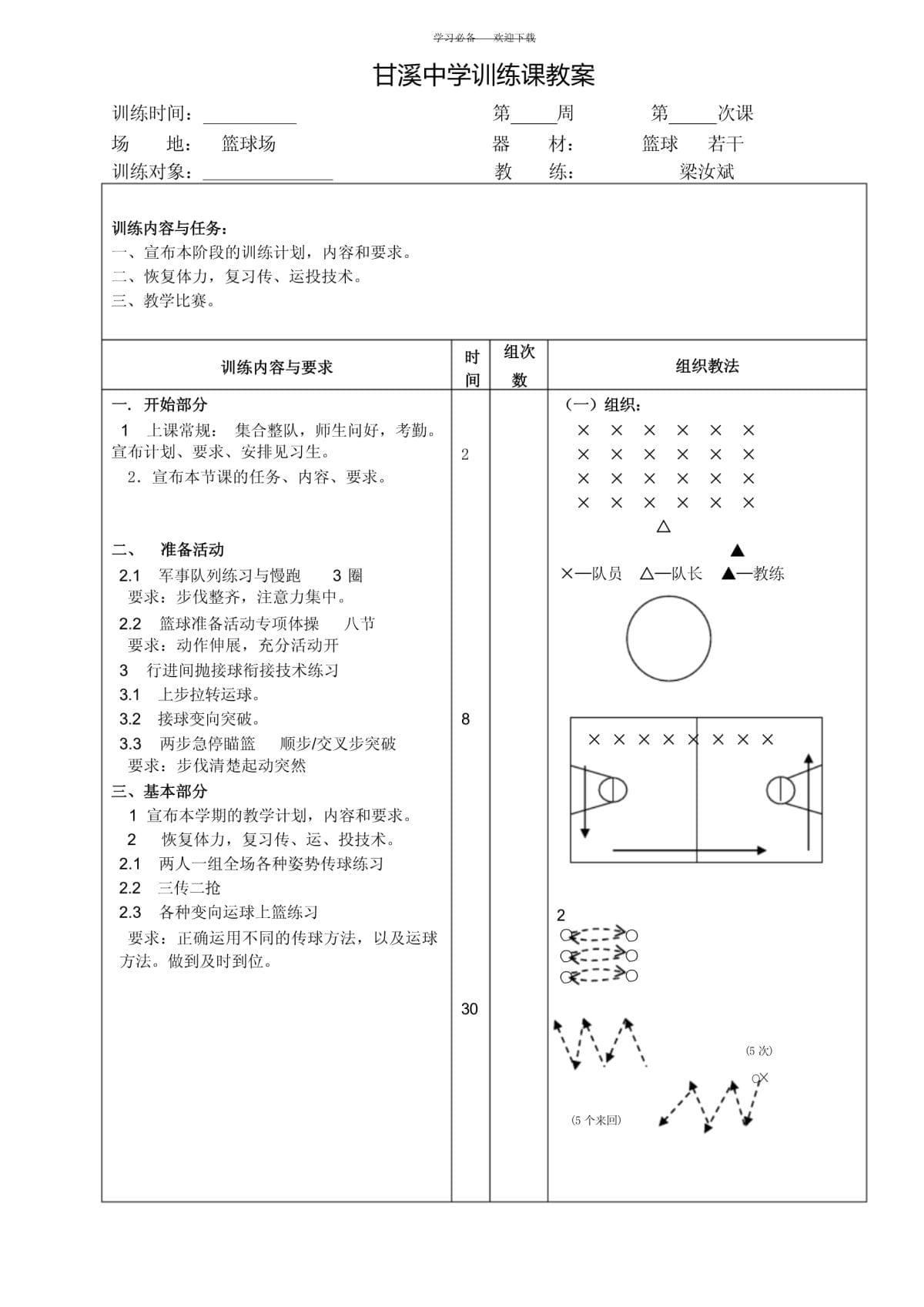青少年篮球训练教案90分钟视频讲解